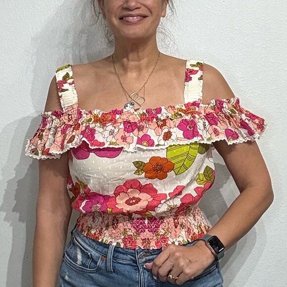 Anthropologie Love the Label Imogene Ruffle Top Sz S - Picture 1 of 12